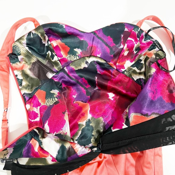 Bebe Sweetheart Satin Corset Top Dress Coral XS NWT - Picture 7 of 12